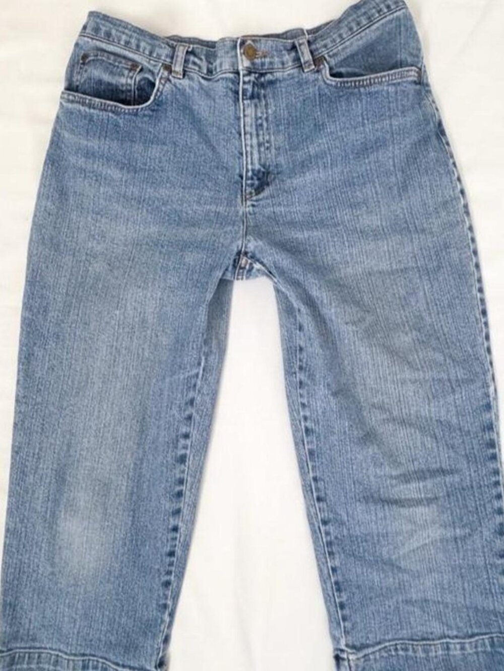 Y2k vintage summer denim capris with a wide leg fit